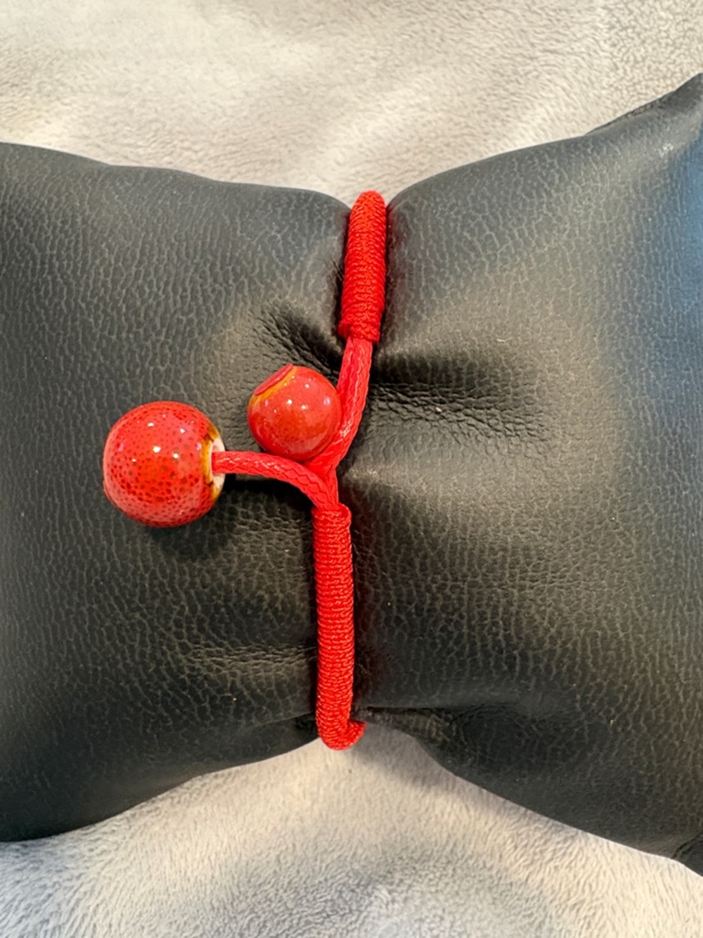Red Ceramic Bead Adjustable Bracelet